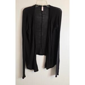 Justice Active Girl's Open Front Cardigan Sweater Size 18 Black Long Front Kids